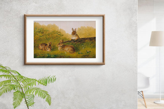 Art Print : Arthur Fitzwilliam Tait - Rabbits on a Log : Vintage Wall Art