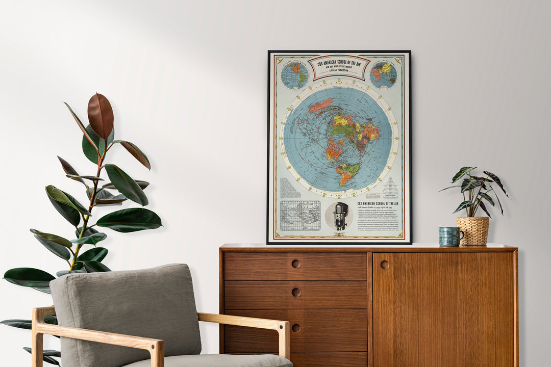 Historic Map : CBS American School of the Air, Air Age Map of the World, A Polar Projection, 1943 - Vintage Wall Art