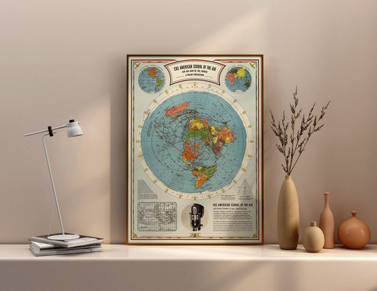 Historic Map : CBS American School of the Air, Air Age Map of the World, A Polar Projection, 1943 - Vintage Wall Art