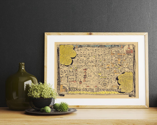 Historic Map - Wabash College - Crawfordsville Indiana 1928 - Vintage Wall Art