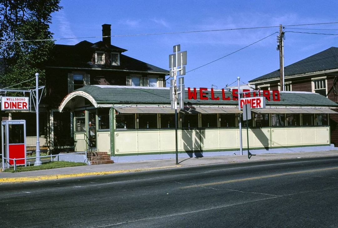 Historic Photo : 1980 Wellsboro Diner at day with neon, Route 6, Wellsboro, Pennsylvania | Margolies | Roadside America Collection | Vintage Wall Art :