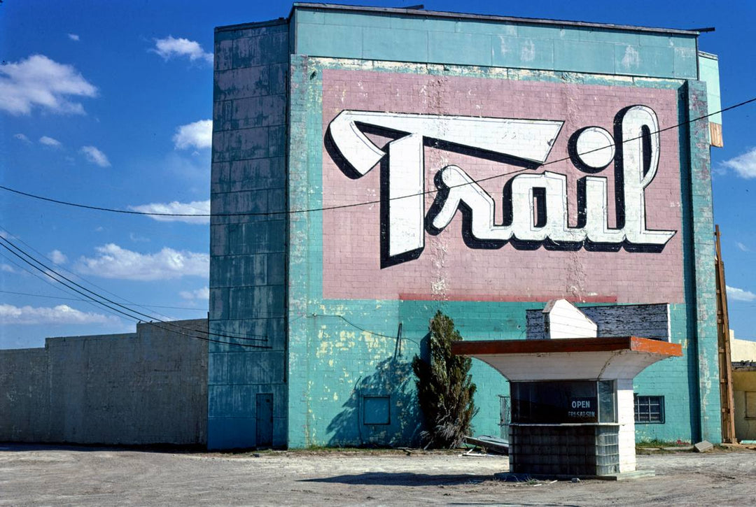 Historic Photo : 1977 Trail Drive-In Theater, closer view, Route 66, Amarillo, Texas | Margolies | Roadside America Collection | Vintage Wall Art :