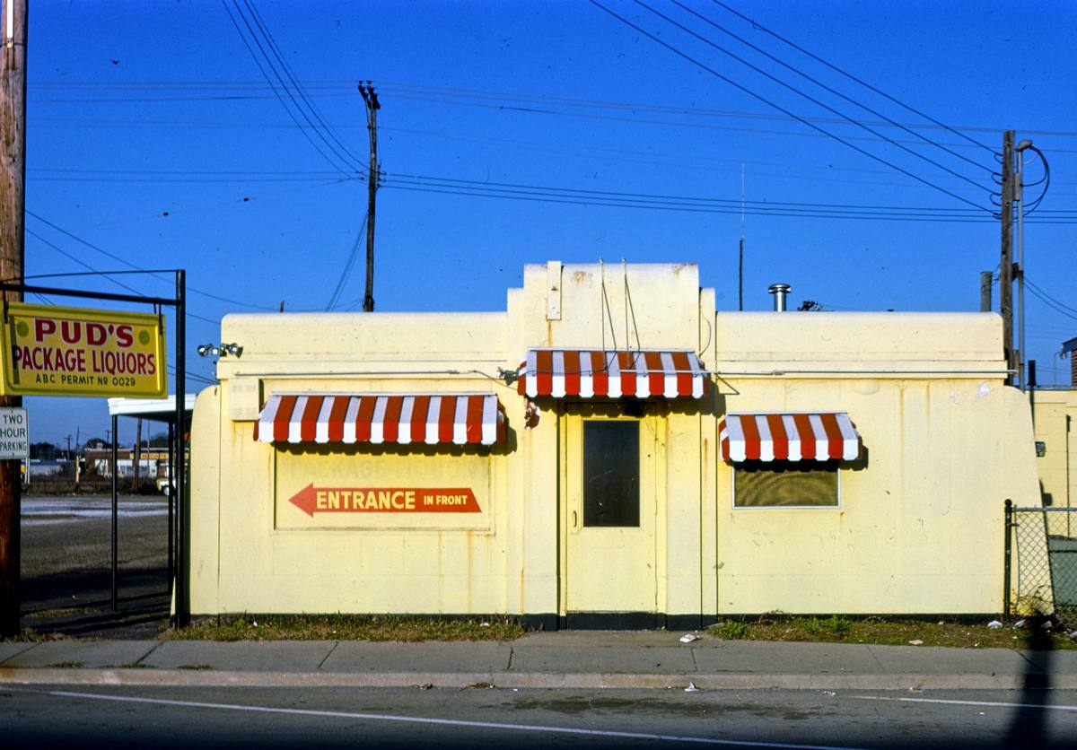 Historic Photo : 1979 Pud's Package Liquor (Valentine Diner), Route 49, Gulfport, Mississippi | Margolies | Roadside America Collection | Vintage Wall Art :