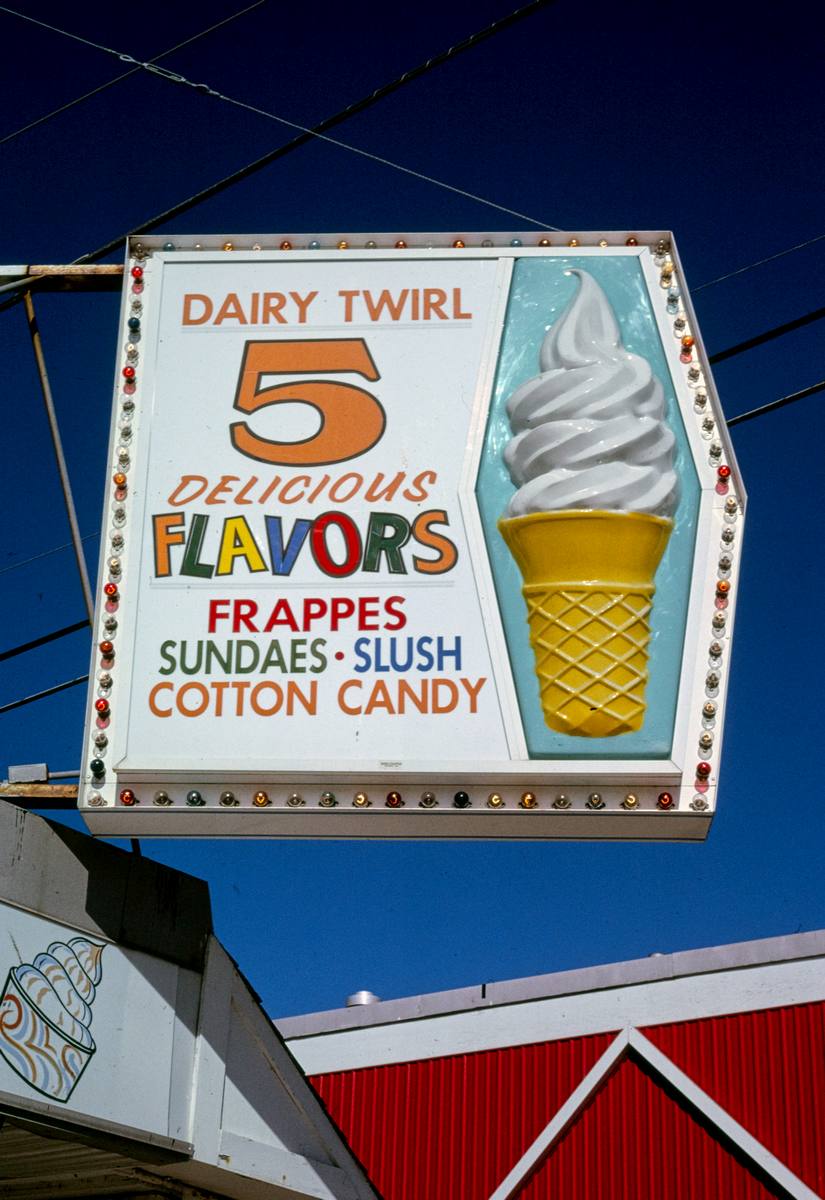 Historic Photo : 1995 Dairy Twirl ice cream sign, The Midway, Salisbury Beach, Massachusetts | Margolies | Roadside America Collection | Vintage Wall Art :