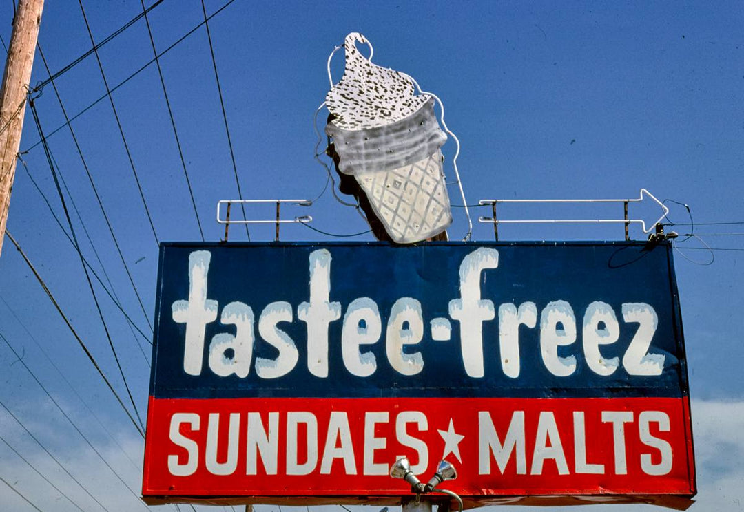 Historic Photo : 1979 Tastee Freez ice cream sign, E. 11th Street (Route 66), Tulsa, Oklahoma | Margolies | Roadside America Collection | Vintage Wall Art :