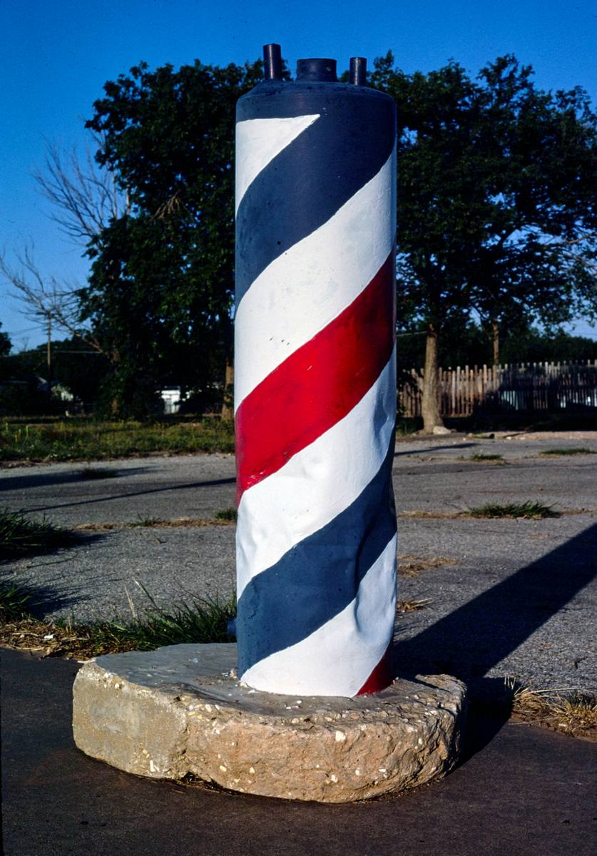 Historic Photo : 1982 Fisher's barber pole, Route 66, Amarillo, Texas | Margolies | Roadside America Collection | Vintage Wall Art :