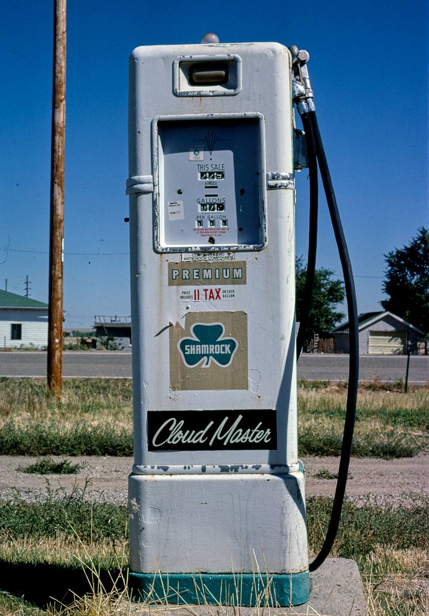 Historic Photo : 1980 Shamrock gas pump, old Rt. 85, Aguilar, Colorado | Margolies | Roadside America Collection | Vintage Wall Art :