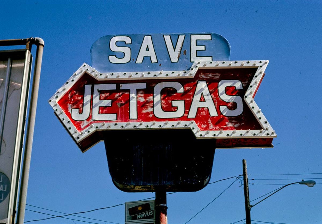 Historic Photo : 1995 Jet Gas sign, Ogdensburg, New York | Margolies | Roadside America Collection | Vintage Wall Art :