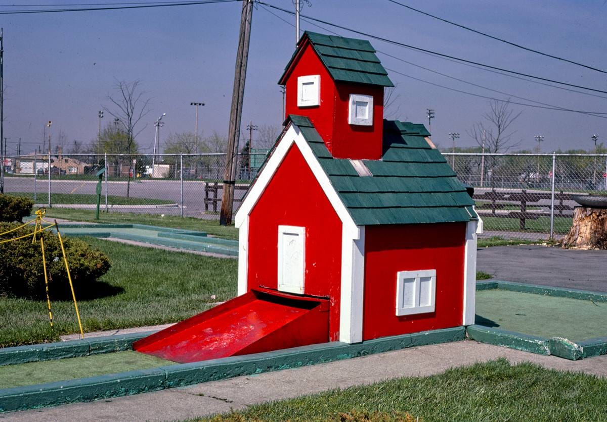 Historic Photo : 1986 School hole, Royal Oak miniature golf, Royal Oak, Michigan | Margolies | Roadside America Collection | Vintage Wall Art :