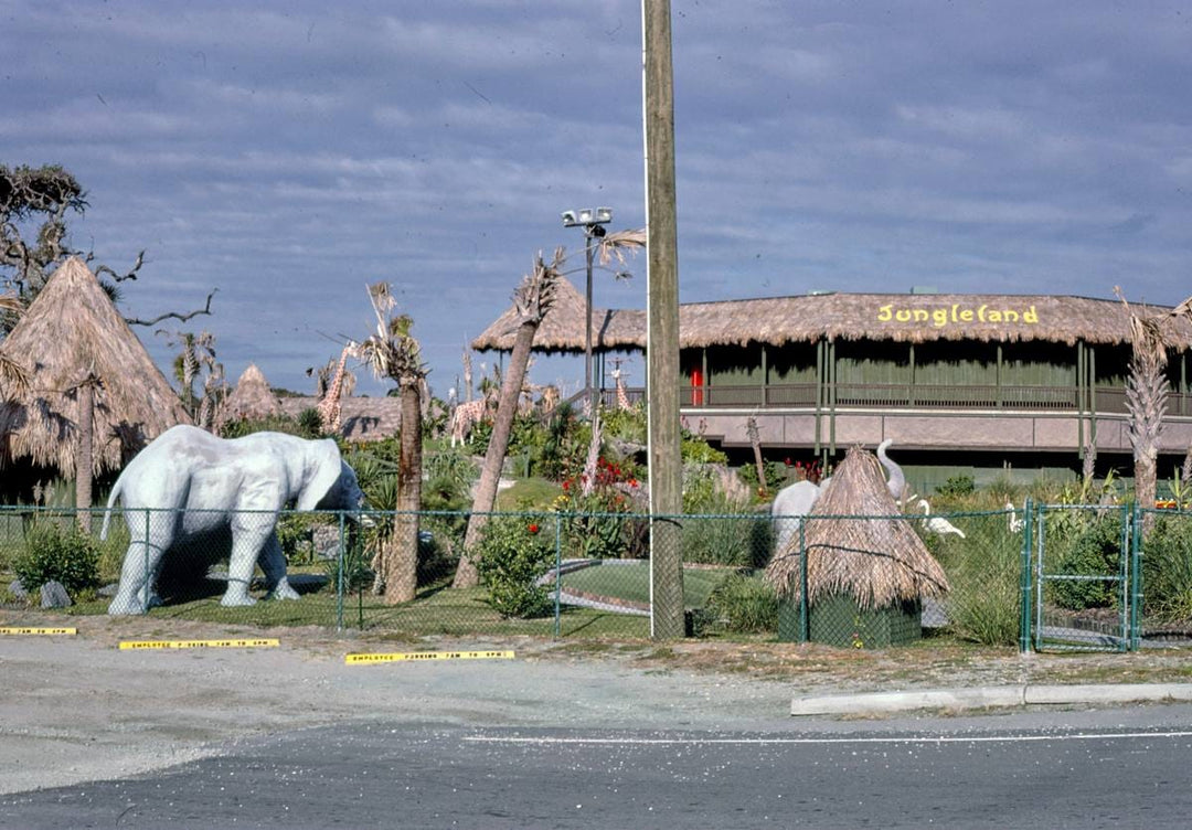 Historic Photo : 1985 View from road, Jungleland miniature golf, Atlantic Beach, North Carolina | Margolies | Roadside America Collection | Vintage Wall Art :