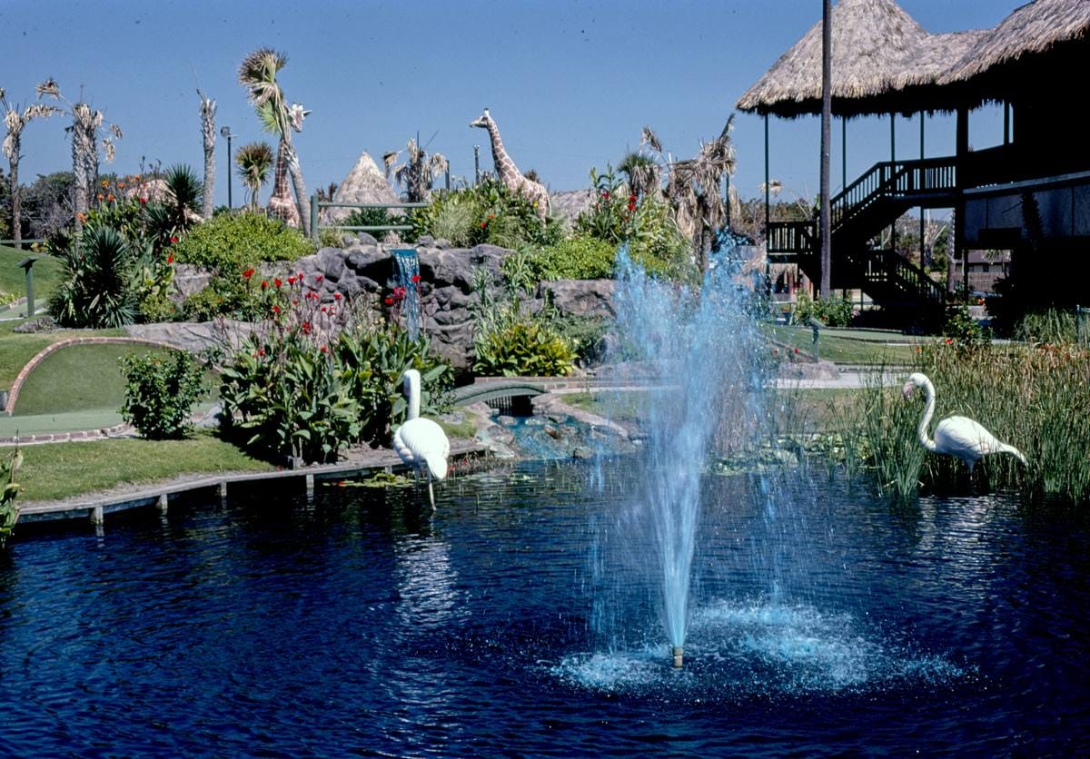 Historic Photo : 1985 Fountain, Jungleland miniature golf, Atlantic Beach, North Carolina | Margolies | Roadside America Collection | Vintage Wall Art :