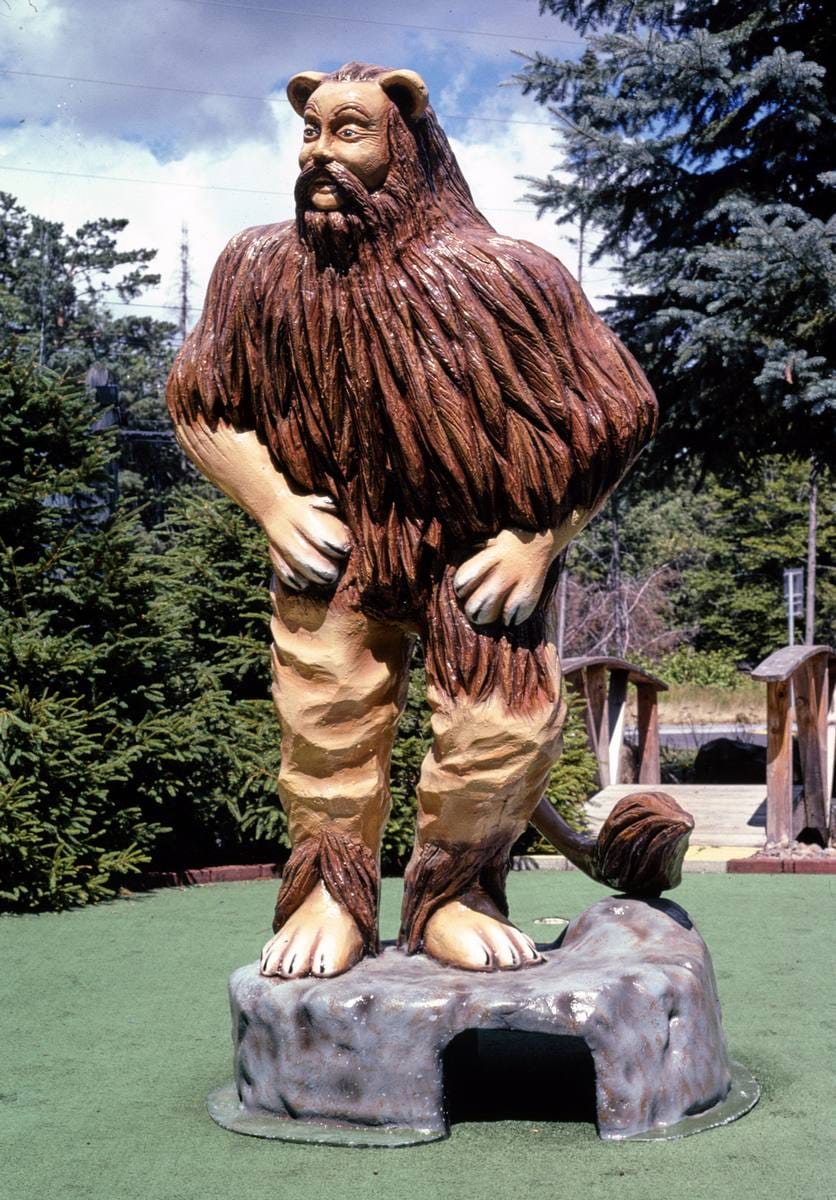 Historic Photo : 2002 Cowardly Lion, Over the Rainbow Mini-Golf, Old Forge, New York | Margolies | Roadside America Collection | Vintage Wall Art :