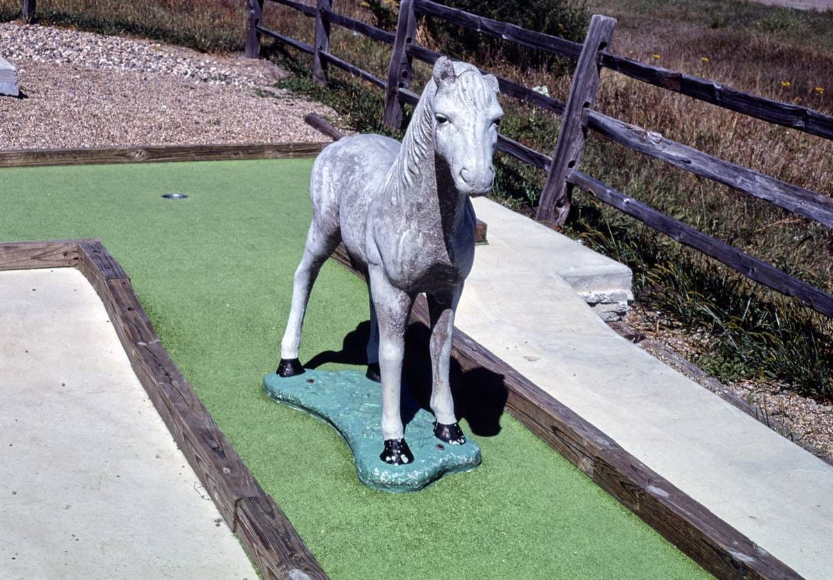 Historic Photo : 1987 One-eared horse, Cottonwood Corral Mini-Golf, Yankton, South Dakota | Margolies | Roadside America Collection | Vintage Wall Art :