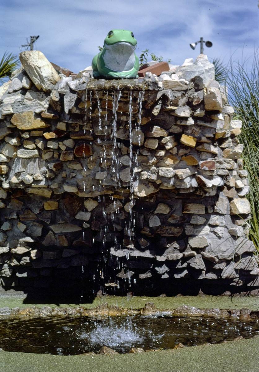 Historic Photo : 1985 Frog fountain front, Around the World in Mini-Golf, Virginia Beach, Virginia | Margolies | Roadside America Collection | Vintage Wall Art :