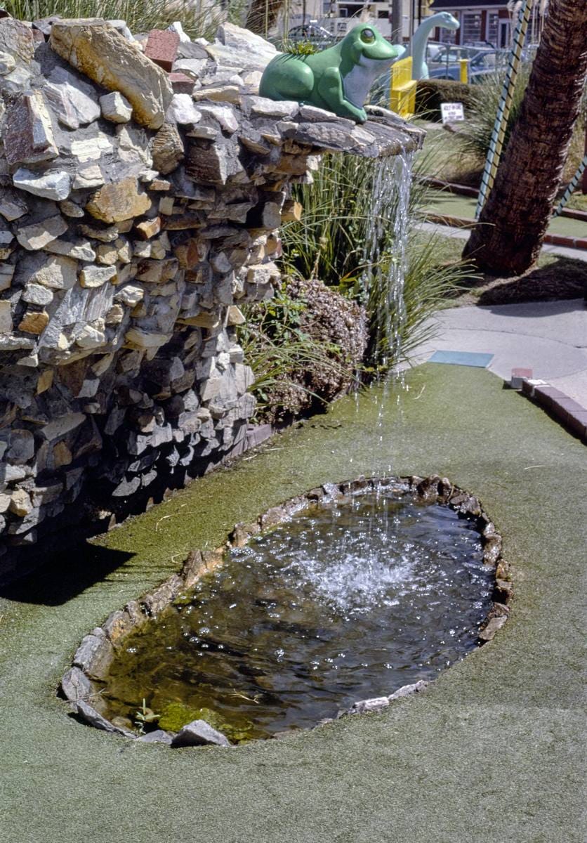 Historic Photo : 1985 Frog fountain side view, Around the World in Mini-Golf, Virginia Beach, Virginia | Margolies | Roadside America Collection | Vintage Wall Art :