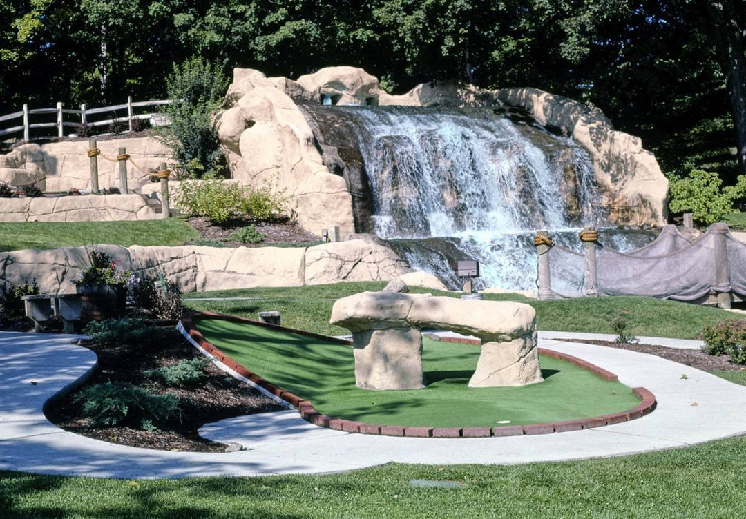 Historic Photo : 2002 Waterfall and hole, Pirate's Cove Adventure Golf, Lake George, New York | Margolies | Roadside America Collection | Vintage Wall Art :