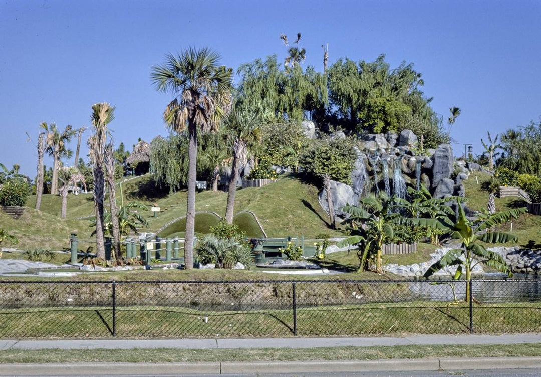 Historic Photo : 1985 Waterfall overall (horizontal), Jungle Lagoon Golf, Myrtle Beach, South Carolina | Margolies | Roadside America Collection | Vintage Wall Art :