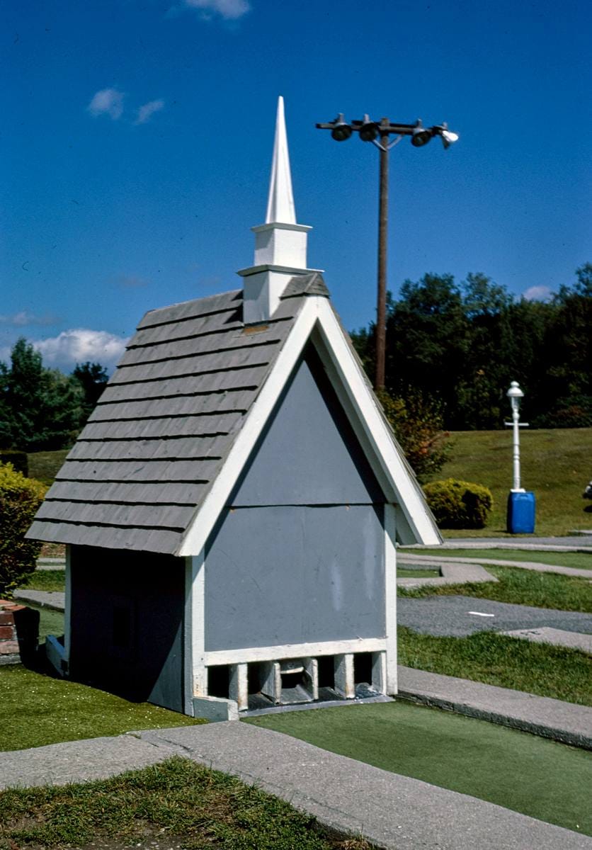 Historic Photo : 1984 Church, Baker's mini golf, Route 7, Lanesborough, Massachusetts | Margolies | Roadside America Collection | Vintage Wall Art :