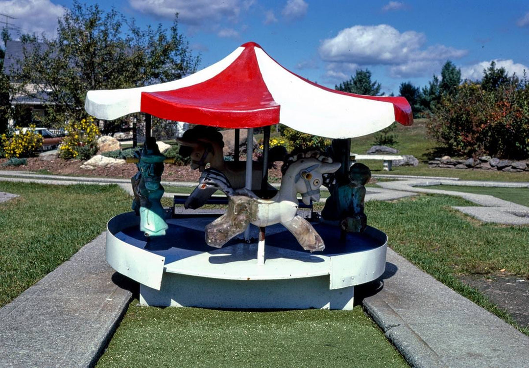 Historic Photo : 1984 Carousel, Baker's mini golf, Route 7, Lanesborough, Massachusetts | Margolies | Roadside America Collection | Vintage Wall Art :