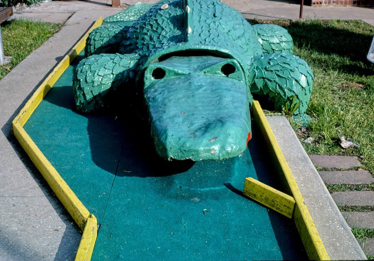 Historic Photo : 1982 Alligator, Sir Goony Golf, Independence Boulevard, Charlotte, North Carolina | Margolies | Roadside America Collection | Vintage Wall Art :