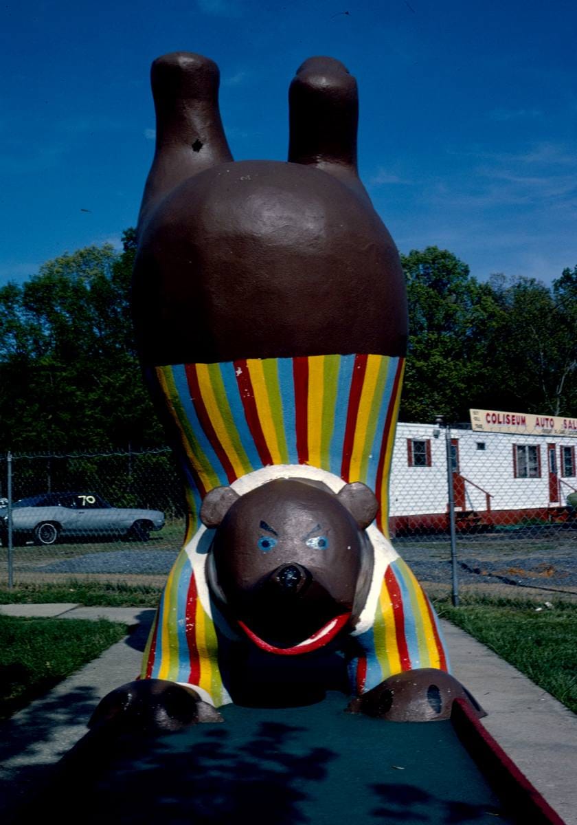 Historic Photo : 1982 Bear, Sir Goony Golf, Independence Boulevard, Charlotte, North Carolina | Margolies | Roadside America Collection | Vintage Wall Art :