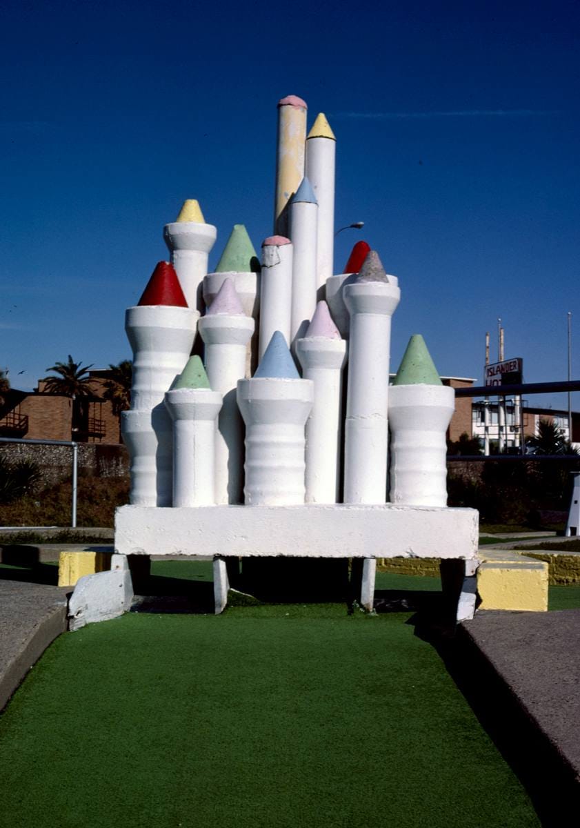 Historic Photo : 1986 Castle, Stewart Beach mini golf seawall, Galveston, Texas | Margolies | Roadside America Collection | Vintage Wall Art :