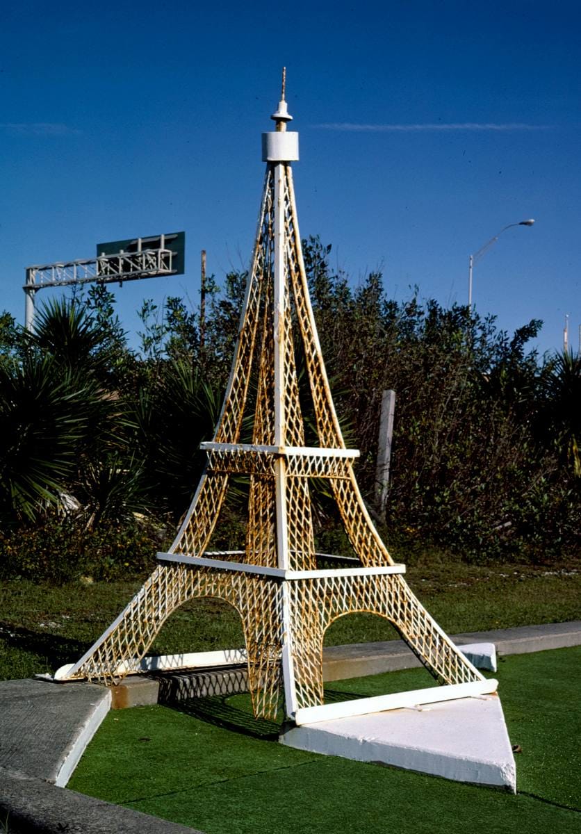 Historic Photo : 1986 Eiffel Tower, Stewart Beach mini golf seawall, Galveston, Texas | Margolies | Roadside America Collection | Vintage Wall Art :