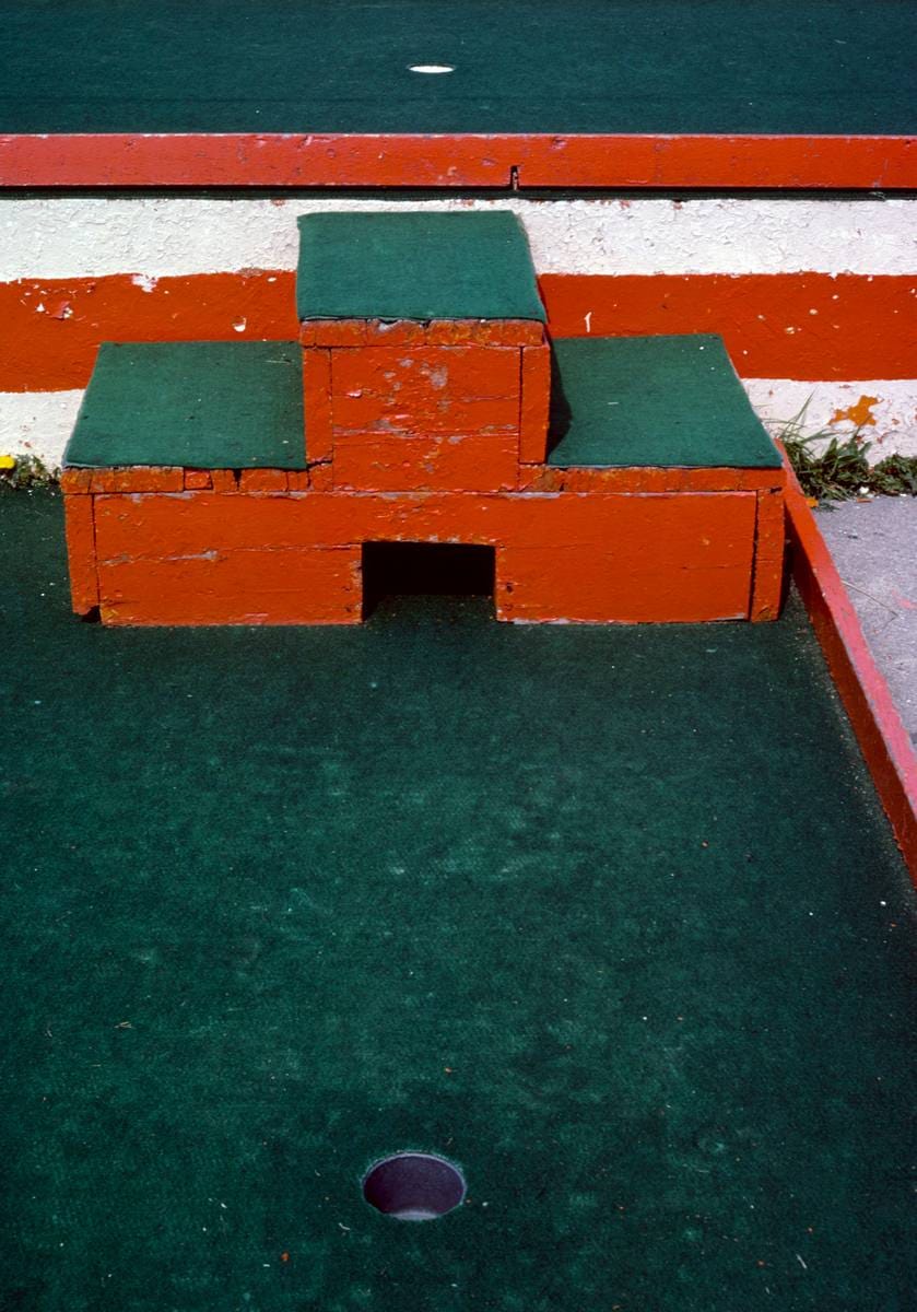 Historic Photo : 1986 Three cubes, Putt Putt mini golf, Drayton Plains, Michigan | Margolies | Roadside America Collection | Vintage Wall Art :