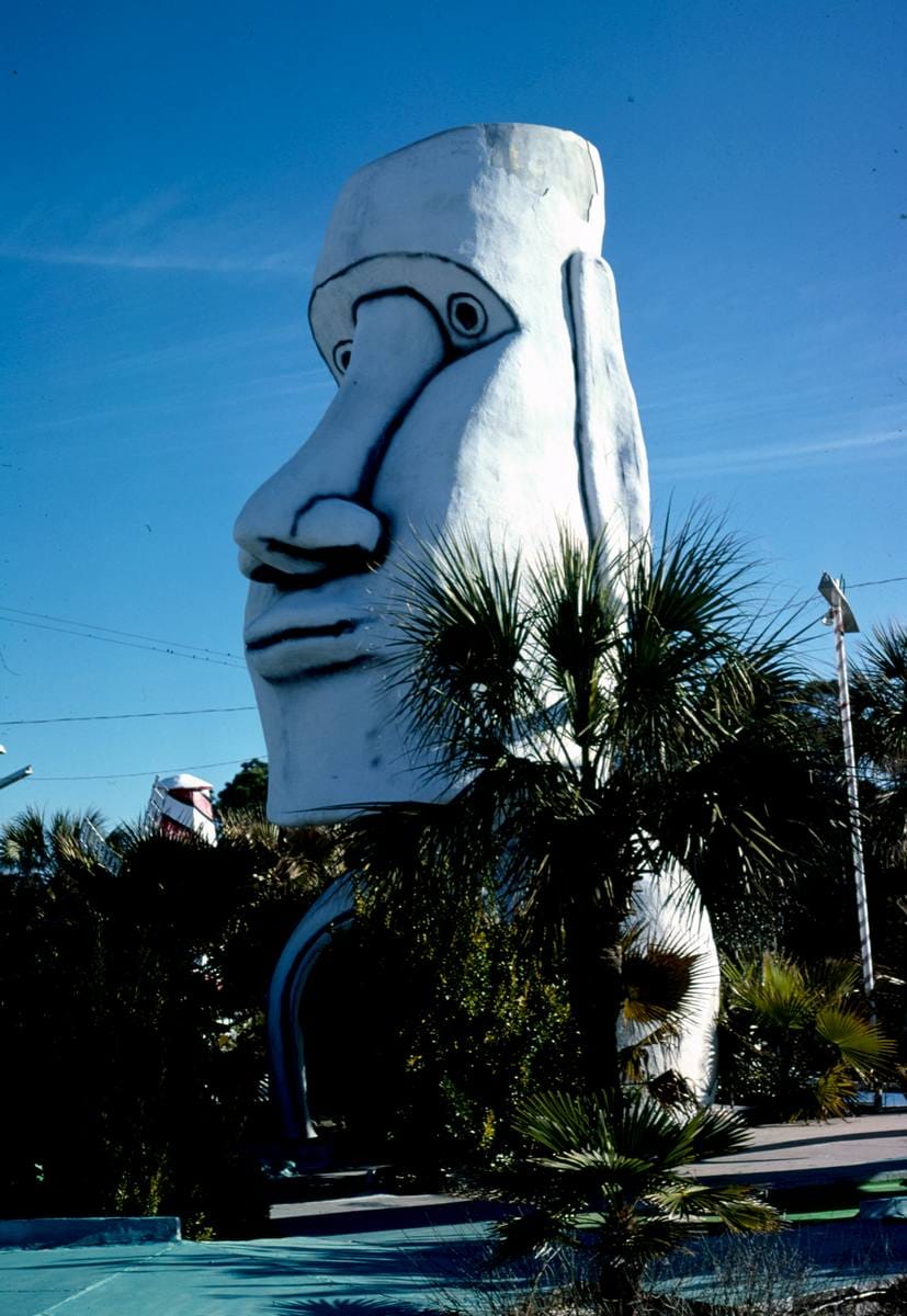 Historic Photo : 1979 Tiki statue, Goofy Golf, Panama City Beach, Florida | Margolies | Roadside America Collection | Vintage Wall Art :