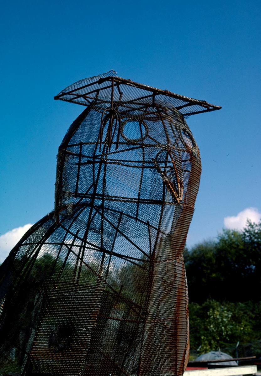 Historic Photo : 1986 Owl skeleton (vertical), Sir Goony Golf, Chattanooga, Tennessee | Margolies | Roadside America Collection | Vintage Wall Art :