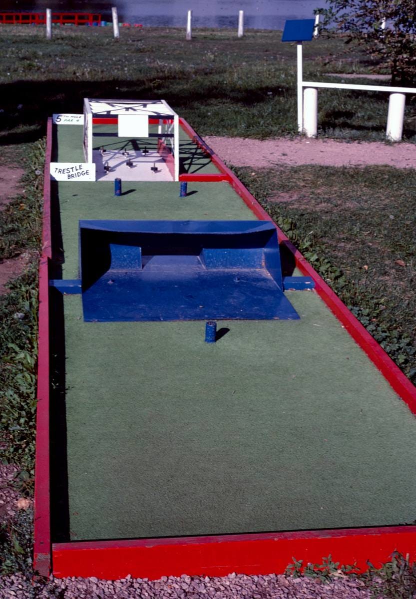 Historic Photo : 1987 Ramp bumper hazard, mini golf at Splashdown Amusement Park, Rapid City, South Dakota | Margolies | Roadside America Collection | Vintage Wall Art :