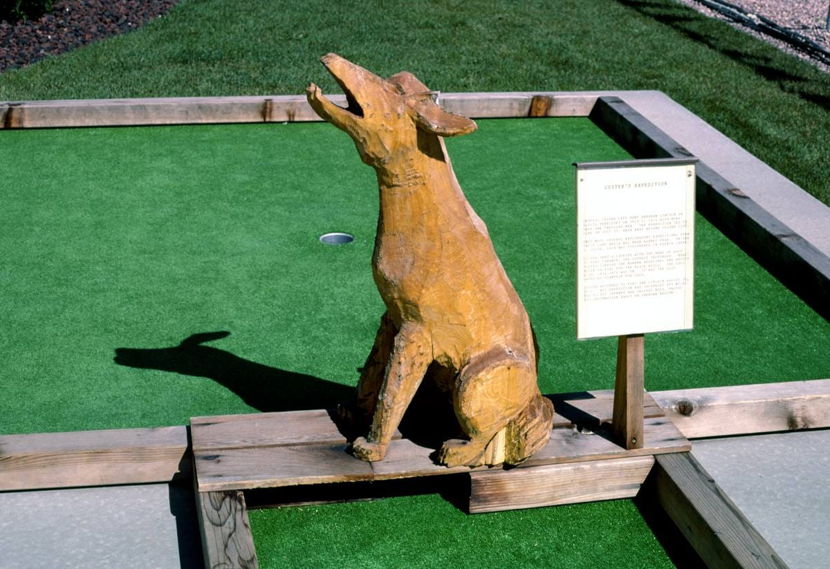 Historic Photo : 1987 Coyote (angle), Golden West mini golf, Hill City, South Dakota | Margolies | Roadside America Collection | Vintage Wall Art :