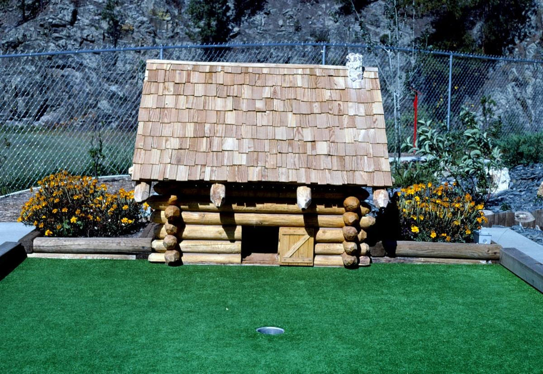 Historic Photo : 1987 Log cabin, Golden West mini golf, Hill City, South Dakota | Margolies | Roadside America Collection | Vintage Wall Art :