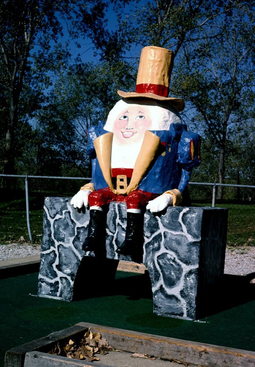 Historic Photo : 1988 Humpty Dumpty, Tower Tree mini golf, Heege Road, Saint Louis, Missouri | Margolies | Roadside America Collection | Vintage Wall Art :