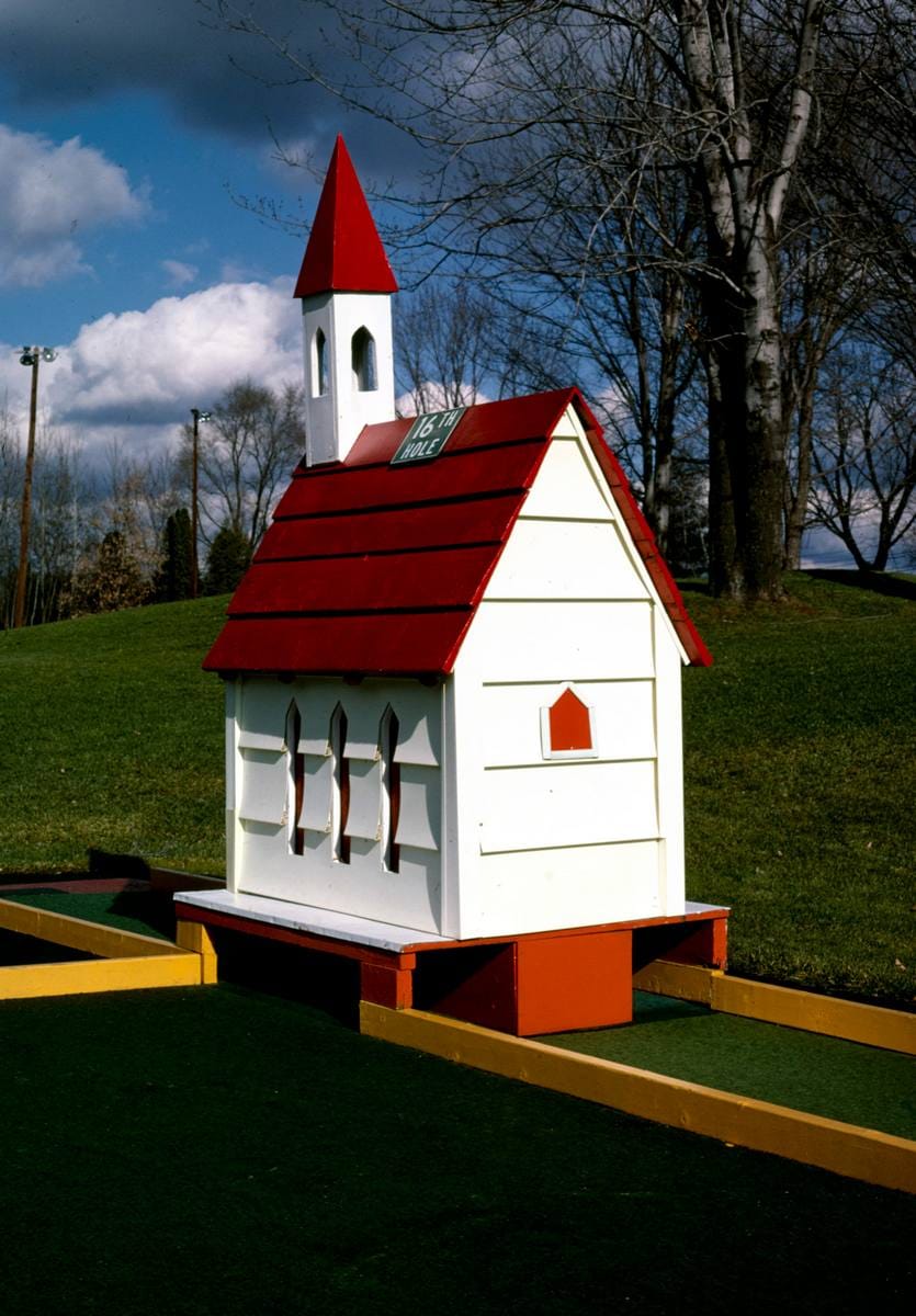 Historic Photo : 1987 Church (wide view), Glauca Morra mini golf, Kirkland, New York | Margolies | Roadside America Collection | Vintage Wall Art :