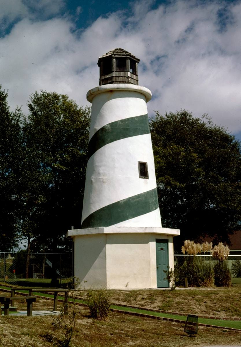 Historic Photo : 1985 Lighthouse view 1, Pelican Point mini golf, North Myrtle Beach, South Carolina | Margolies | Roadside America Collection | Vintage Wall Art :