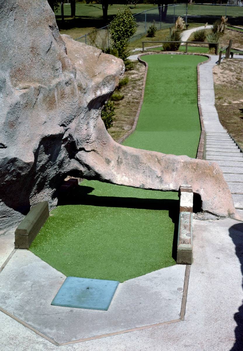 Historic Photo : 1985 Downhill hole, Pelican Point mini golf, North Myrtle Beach, South Carolina | Margolies | Roadside America Collection | Vintage Wall Art :