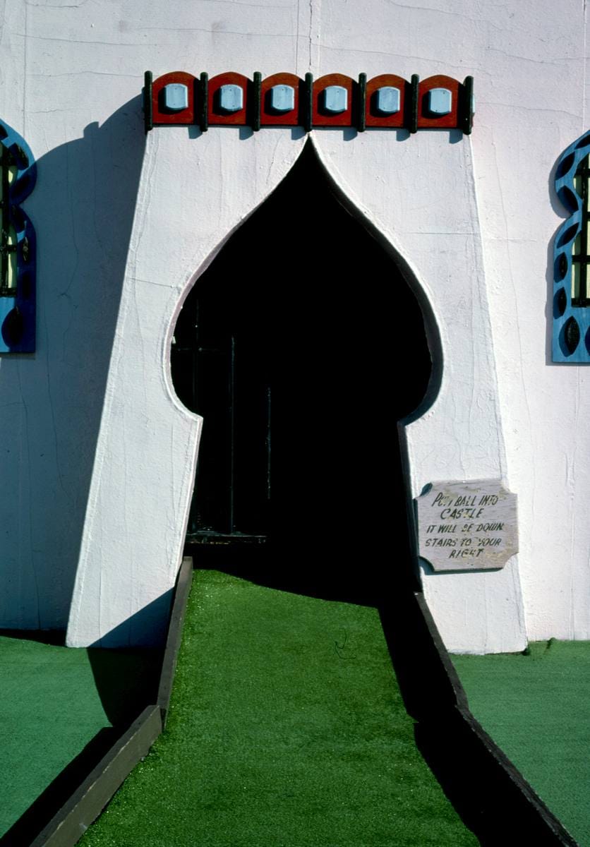 Historic Photo : 1984 Castle detail 2, Adventure Golf, Route 441, Pigeon Forge, Tennessee | Margolies | Roadside America Collection | Vintage Wall Art :