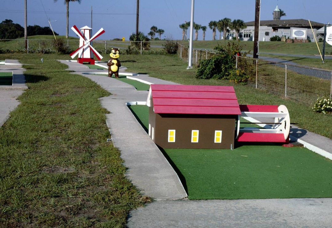 Historic Photo : 1985 Windmill, chipmunk, and mill holes, Jekyll Island mini golf, Jekyll Island, Georgia | Margolies | Roadside America Collection | Vintage Wall Art :