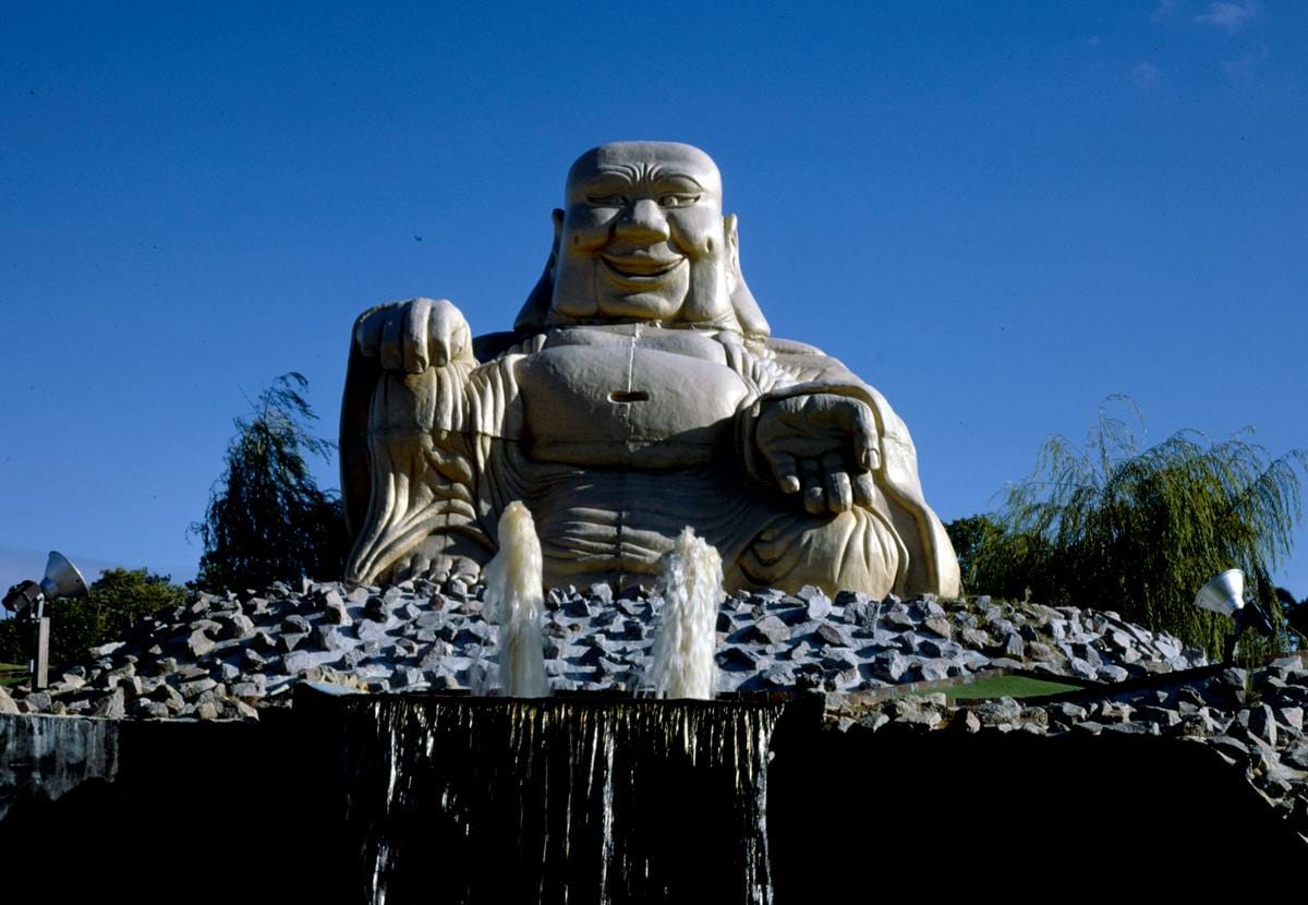 Historic Photo : 1985 Buddha detail, Golden Dragon Golf, North Myrtle Beach, South Carolina | Margolies | Roadside America Collection | Vintage Wall Art :