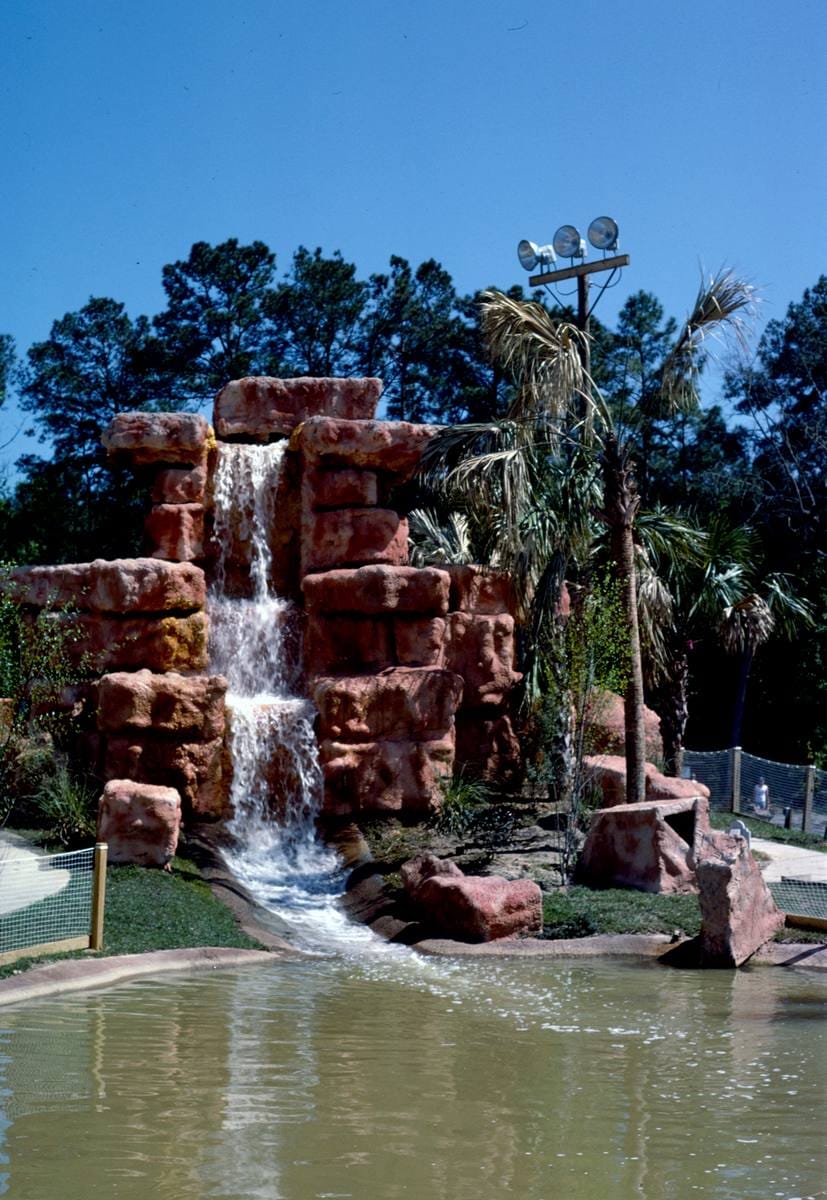 Historic Photo : 1988 Central waterfall 2, Rainbow Falls Golf, Myrtle Beach, South Carolina | Margolies | Roadside America Collection | Vintage Wall Art :