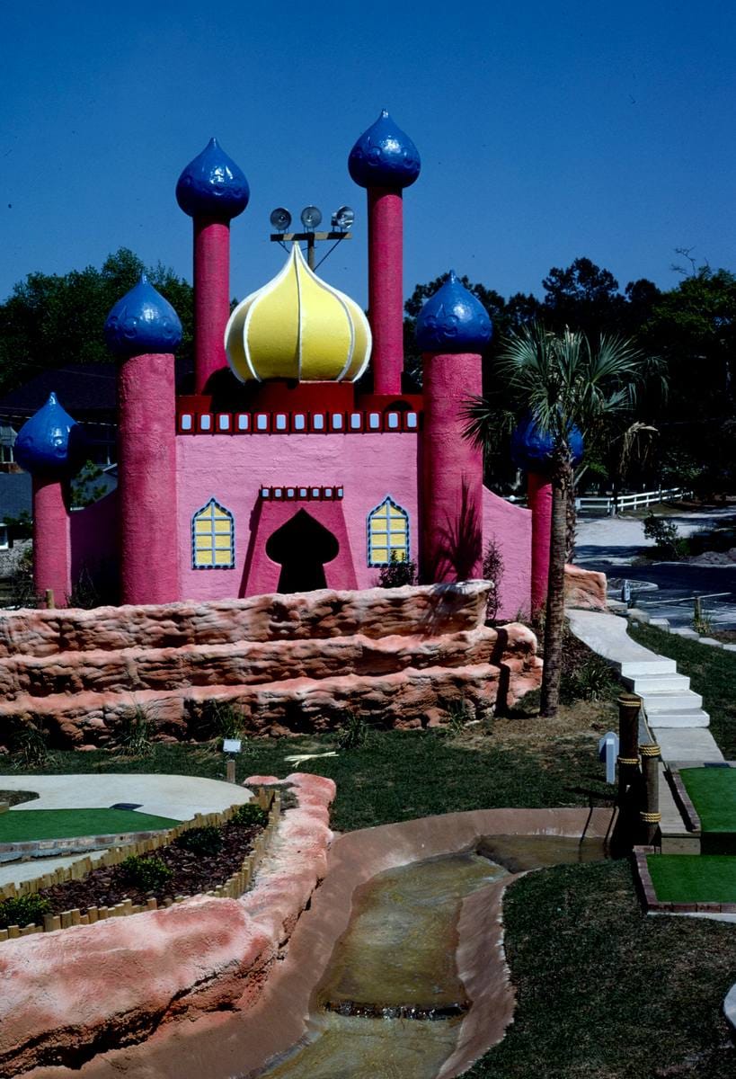 Historic Photo : 1988 Mosque view 1, Rainbow Falls Golf, Myrtle Beach, South Carolina | Margolies | Roadside America Collection | Vintage Wall Art :