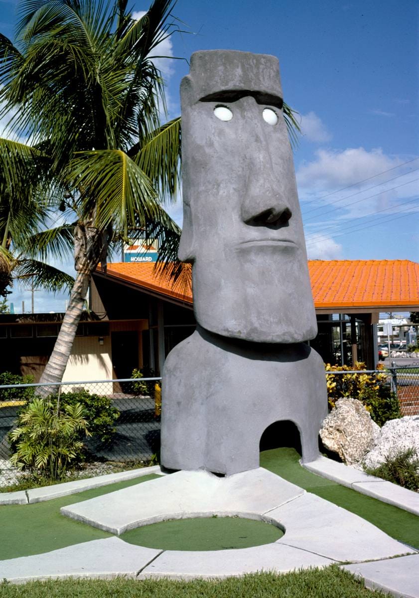 Historic Photo : 1985 Easter Island hole, Magic Carpet Golf, Key West, Florida | Margolies | Roadside America Collection | Vintage Wall Art :