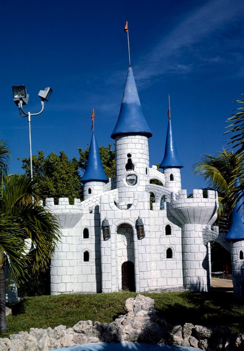 Historic Photo : 1985 Castle straight on, Magic Carpet Golf, Key West, Florida | Margolies | Roadside America Collection | Vintage Wall Art :