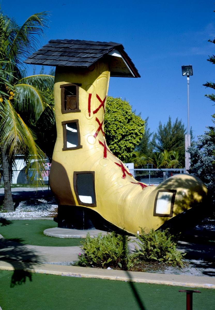 Historic Photo : 1985 Shoe hole, Magic Carpet Golf, Key West, Florida | Margolies | Roadside America Collection | Vintage Wall Art :