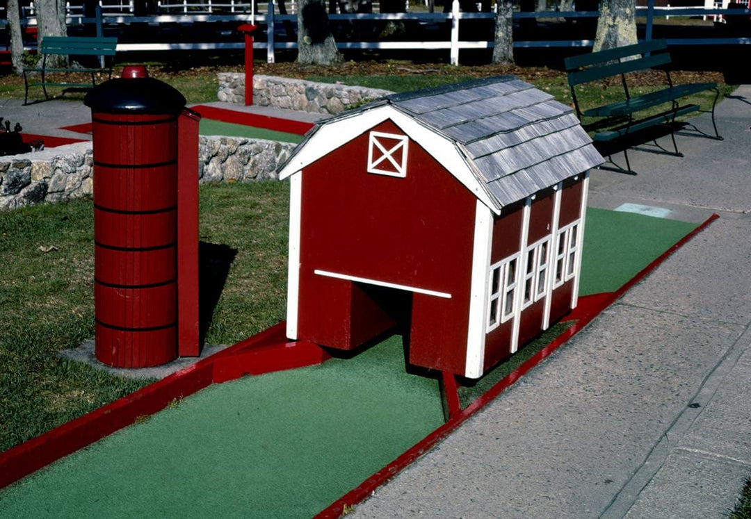 Historic Photo : 1984 Barn, Funspot mini golf, Route 3, Weirs Beach, New Hampshire | Margolies | Roadside America Collection | Vintage Wall Art :