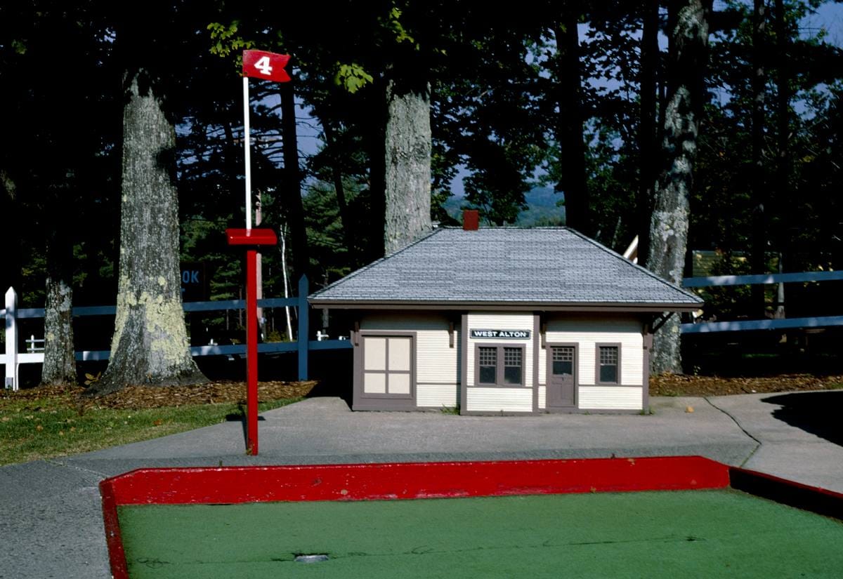 Historic Photo : 1984 West Alton Railroad Station, Funspot mini golf, Route 3, Weirs Beach, New Hampshire | Margolies | Roadside America Collection | Vintage Wall Art :