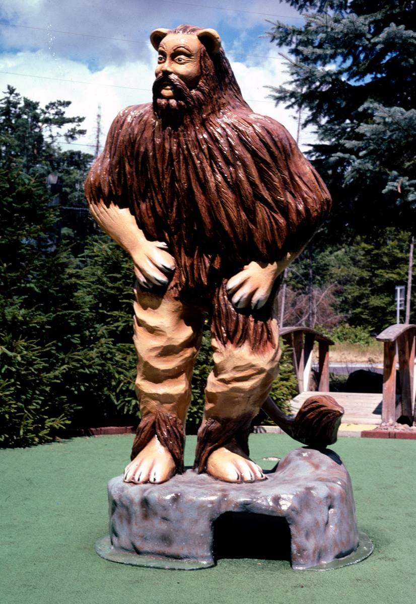 Historic Photo : 2002 Cowardly Lion, Over the Rainbow mini golf, Old Forge, New York | Margolies | Roadside America Collection | Vintage Wall Art :