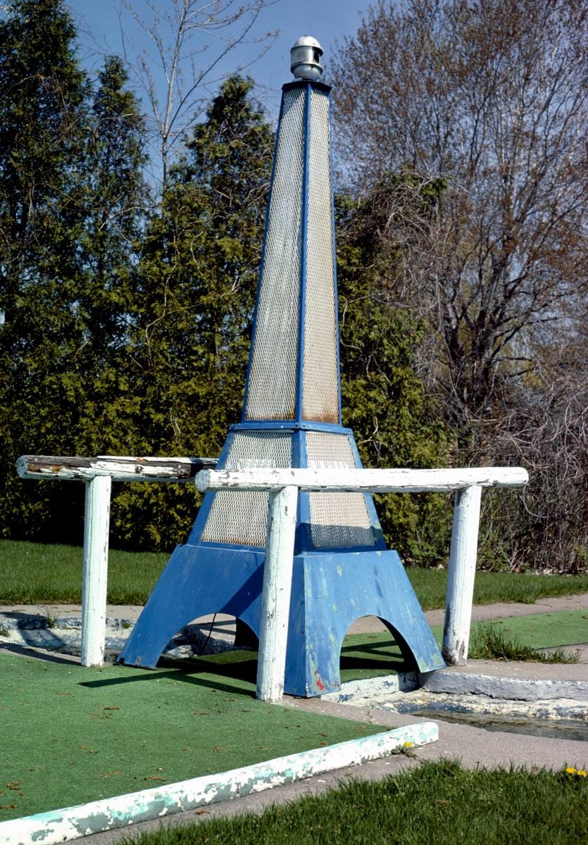 Historic Photo : 1986 Eiffel Tower, Harper Metro mini golf, Mount Clemens, Michigan | Margolies | Roadside America Collection | Vintage Wall Art :