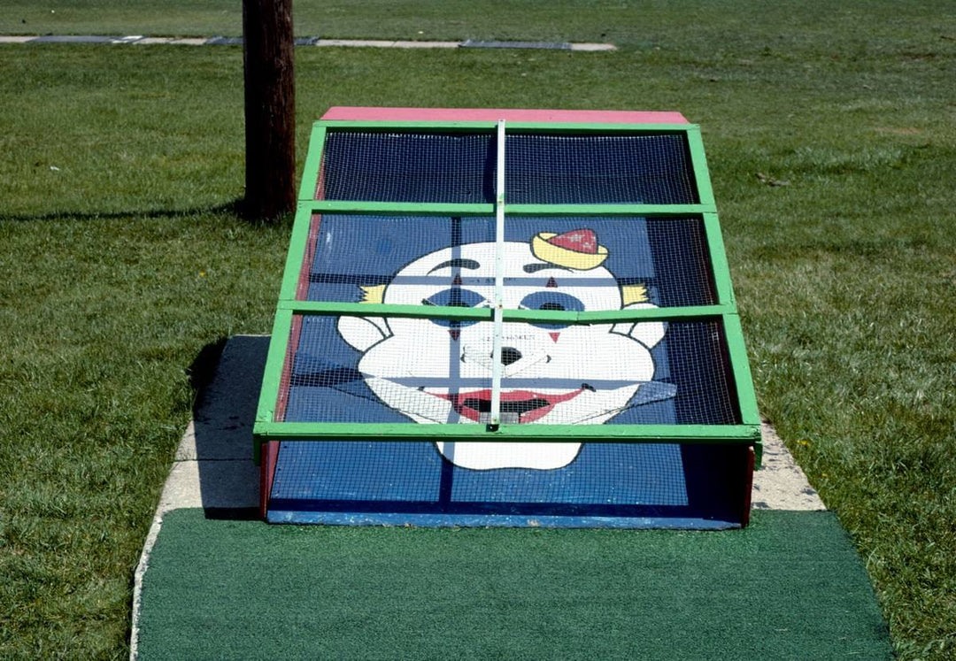 Historic Photo : 1986 Clown at 18th hole, Vinson's miniature golf, Taylor, Michigan | Margolies | Roadside America Collection | Vintage Wall Art :